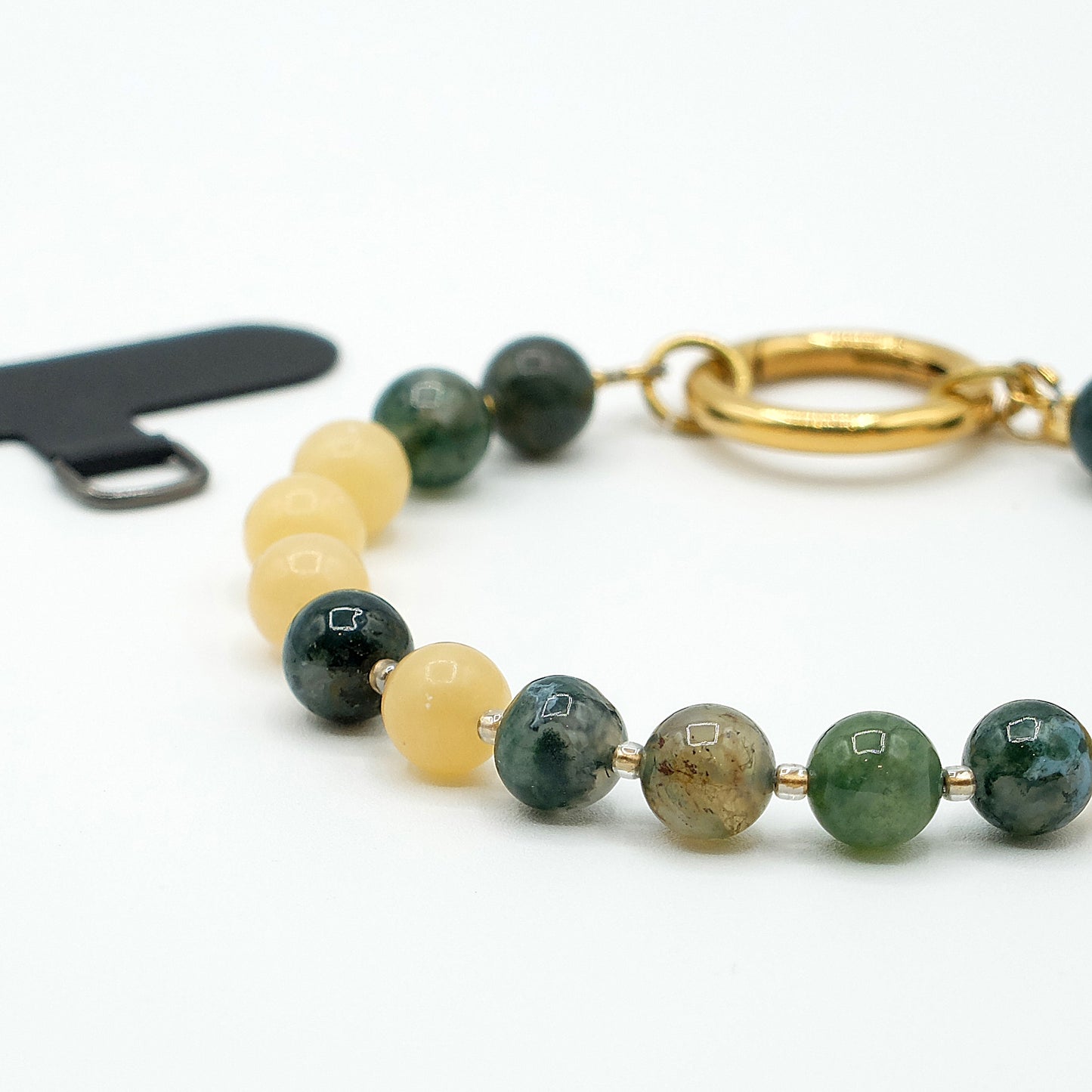 Phonelet™ phone bracelet - Moss Agate & Yellow Jade