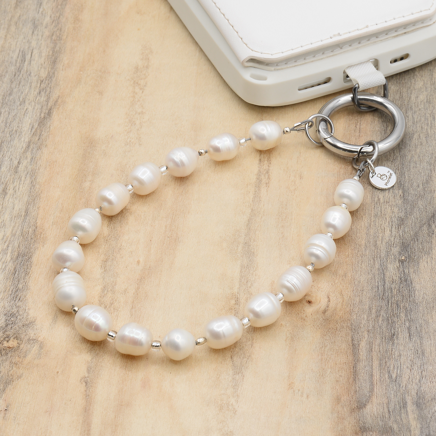 Phonelet™ phone bracelet - Freshwater Pearls & Silver