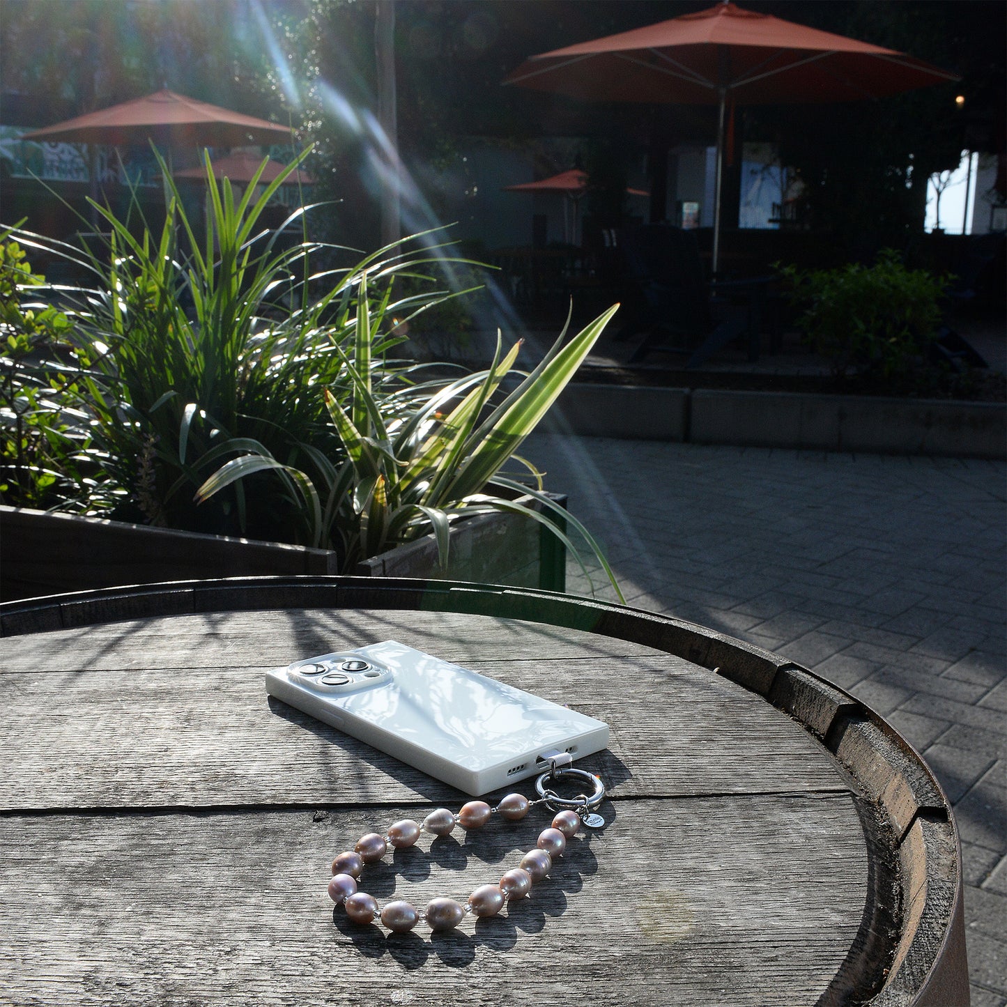 Phonelet™ phone bracelet - Rosy Brown Pearls