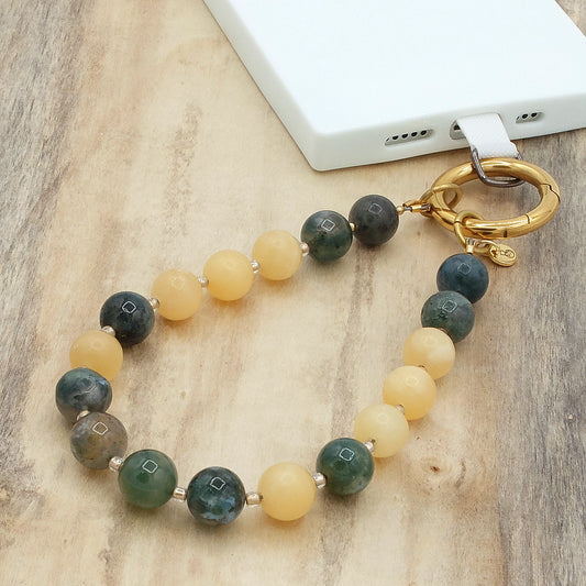 Phonelet™ phone bracelet - Moss Agate & Yellow Jade